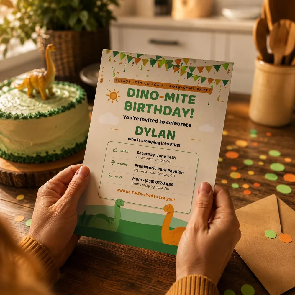 Dinosaur Birthday Invitation Template