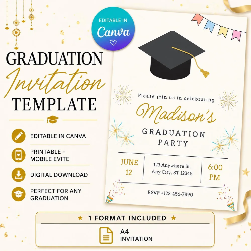 Editable Graduation Invitation Template
