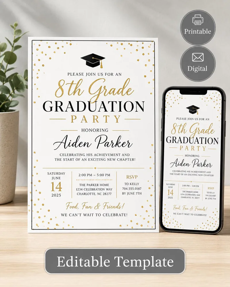 Middle School Graduation Invitation Template v3