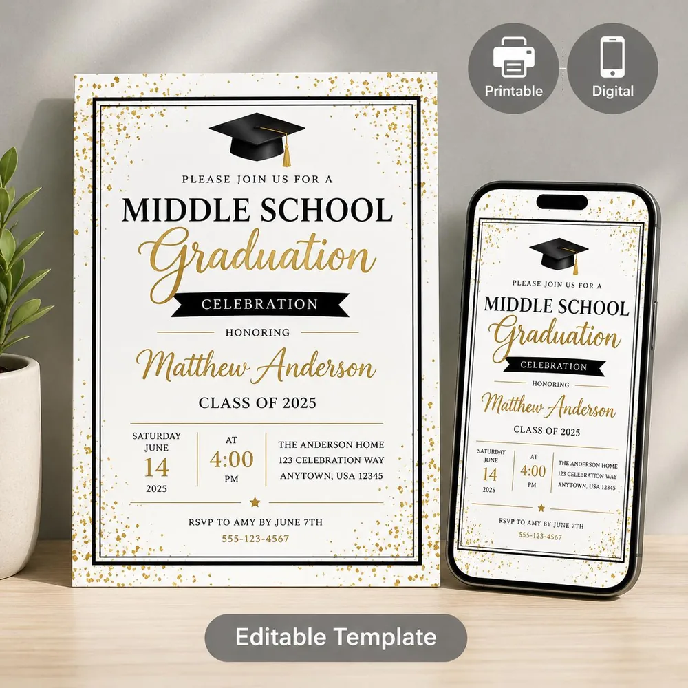 Middle School Graduation Invitation Template